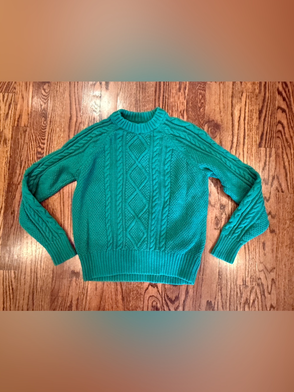 GAP Emerald Green Classic Cable Ribbed Knit Sweater Size XS‎
